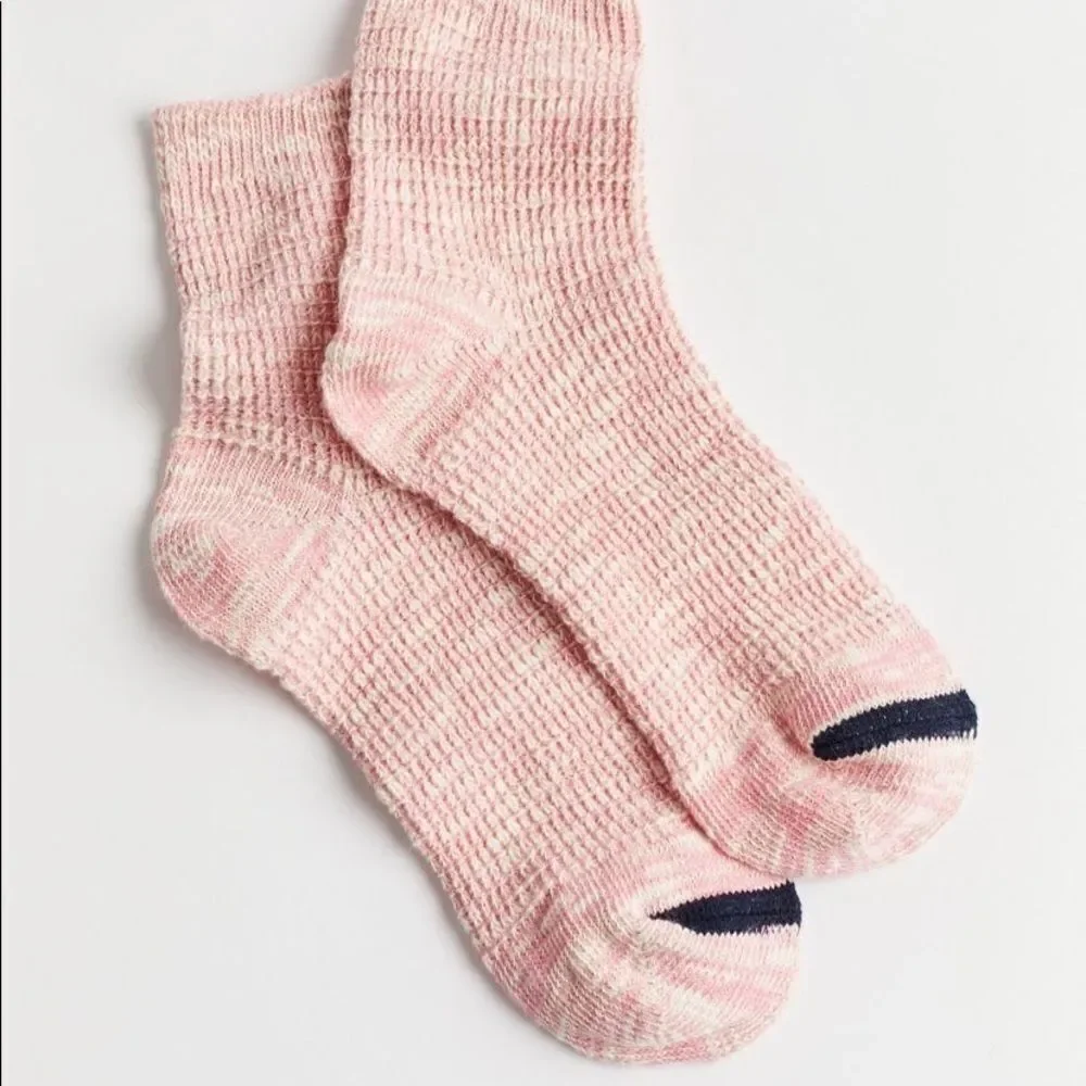 New Marled Waffle Knit Women's Pink Rose Socks Set of 3